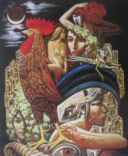 El gallo de la juventud. Oleo, 65x54, 1975